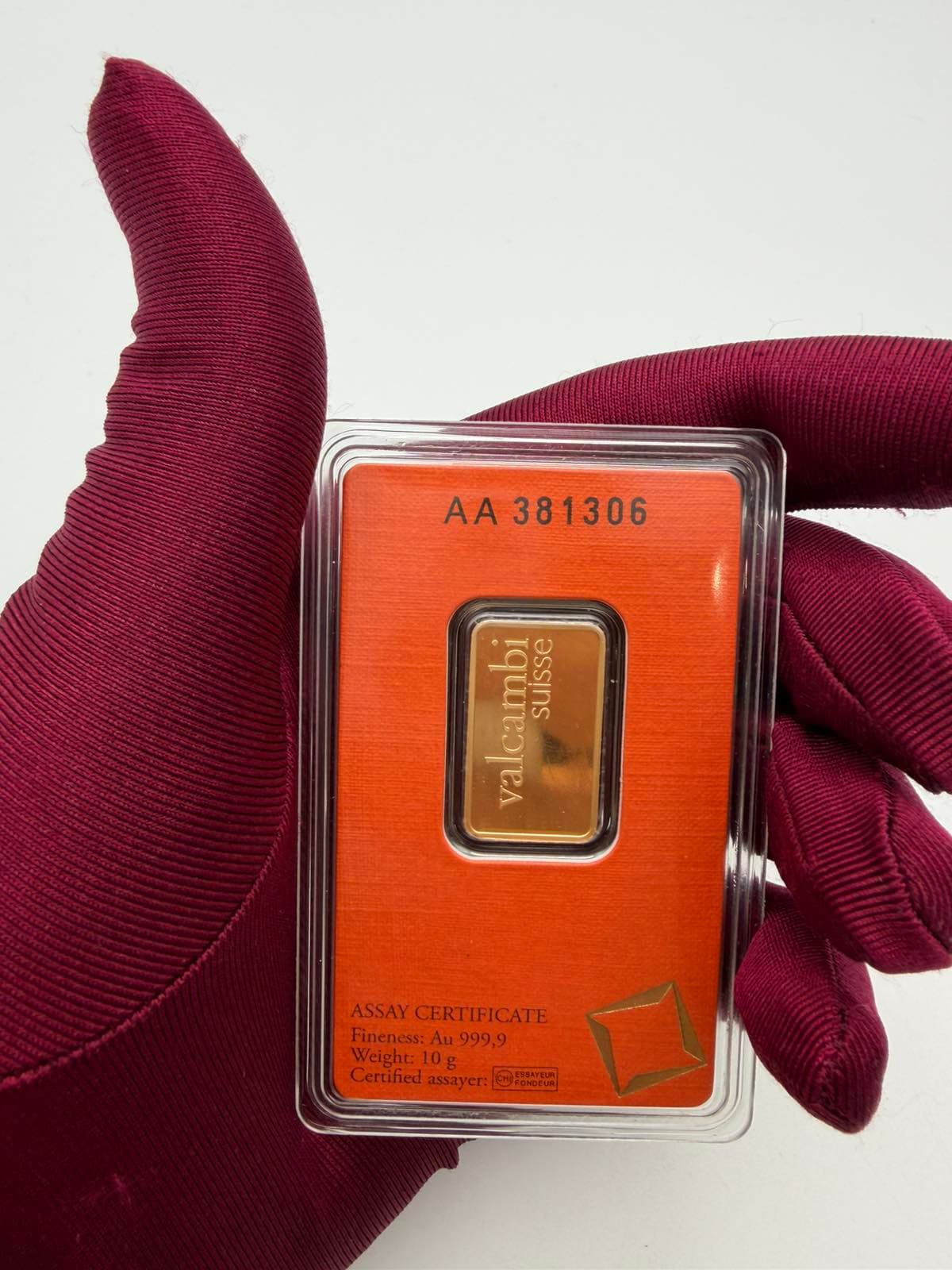 Златно кюлче Valcambi Suisse 10 г — Au 999,9. - 1208€ — Инсестиционно злато
